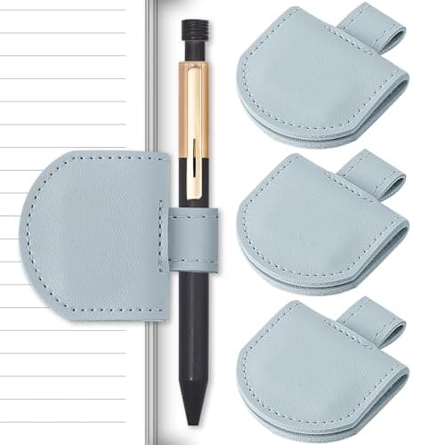 Image of Litvana Magnetic Pen Holder for Notebook, 3 Pcs Leather Pencil Loop Holder for Notebooks Journals Calendars, Slim Size, Blue 3 Pcs
