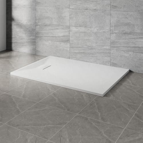 Image of NRG 1400x900mm SMC Rectangle Shower Tray White with Fast Flow Waste for Bathroom Enclosures