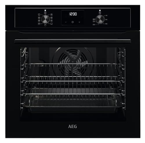 Image of AEG 3000 Series Surroundcook Integrated Oven BEX335011B, 72L Multilevel Cooking, Turbo Grill, Defrost, Led Display, XL Baking Tray, Aqua Clean, Built-in Oven 590x560x550mm, Class A Black