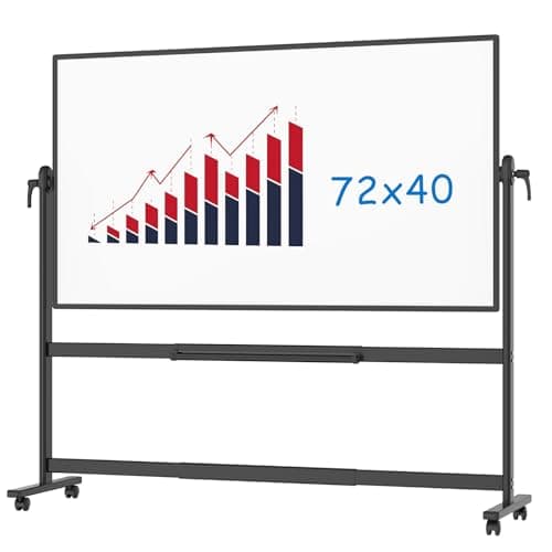 Image of VIZ-PRO Double-Sided Magnetic Mobile Whiteboard, 180 x 100 cm, Black Aluminium Frame and Stand