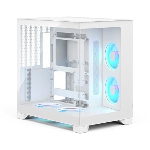 Image of Fractal Design Pop 2 Vision White RGB Panoramic Glass PC Gaming Case - Dual-Chamber Layout - Four RGB Reverse Fans Included – Reverse Connector & ATX/E-ATX/mATX/ITX