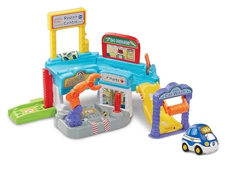 Image of VTech Toot-Toot Drivers Repair Centre, Car Play Sets, Vehicle Tracks for Kids with Fun Lights, Phrases and Songs, Gift for Boys & Girls Ages 1, 2, 3, 4+ Years, English Version