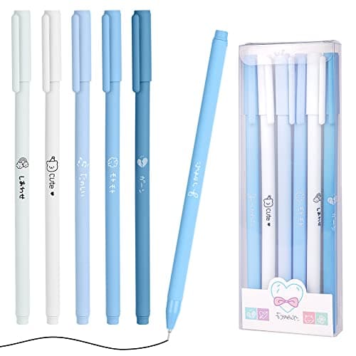 Image of OFFCUP Rollerball Pens, 6pcs Liquid Ink Rollerball Pen, Ballpoint Pens Gel Pens Quick-Drying Ballpoint Pens Gel Ink Pens for Students Adults Stationery School Office Supplies (Blue)