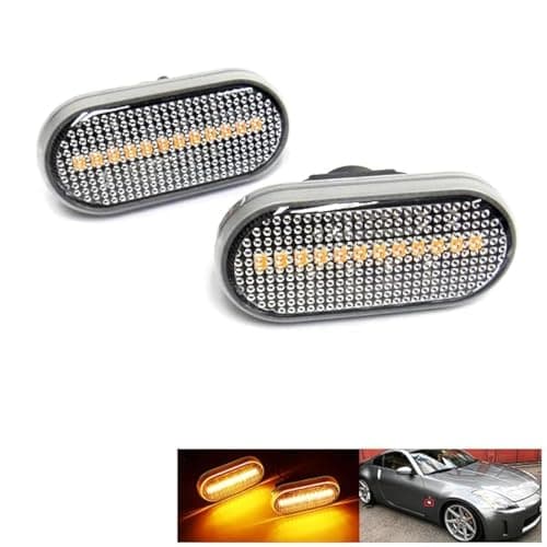 Image of RZG 2x Clear Lens Side Indicator Amber LED Marker Repeater Light For 2003-2008 Cube Micra Navara Note Pathfinder Qashqai 350Z