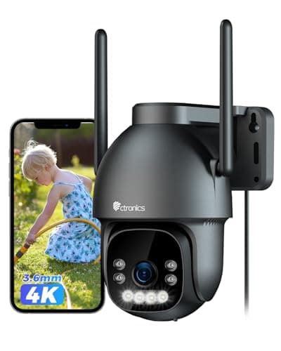Image of Ctronics 4K Security Camera Outdoor WiFi, PTZ Camera with 8MP Color Night Vision, 2.4/5GHz WiFi, Human/Vehicle/Animal Detection, Supports NVR & 24/7 Recording, 2 Way Audio, IP66