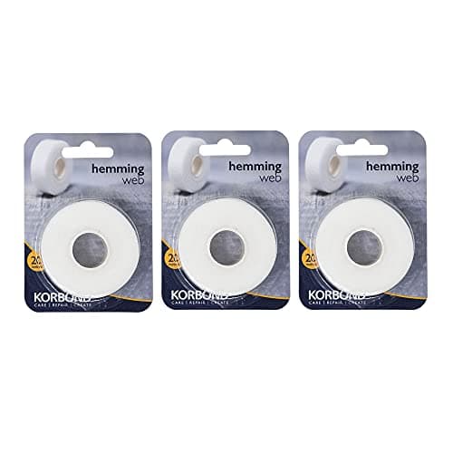 Image of KORBOND Hemming Web 60m x 2cm – White – Invisible Mending Tape for Fabric - Iron On Hem Tape - NO Sewing Required Adhesive Fabric Tape, Webbing Tape, Hemming Tape