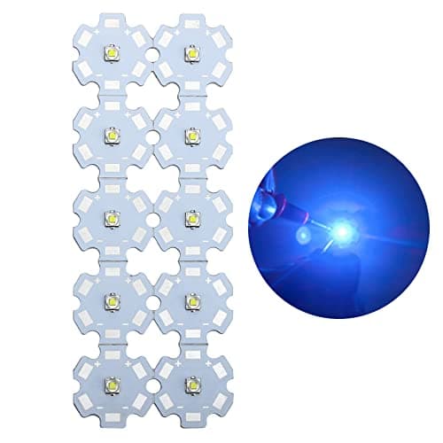 Image of Led Chip Bulb, 3V 3W Blue High Power Led Beads,LED Module Pixels Blue Light Little LEDs Lampon Aluminum Heat Sink PCB BoardLed Bulb Cob for Pinspot Light Floodlight(Pack of 10)