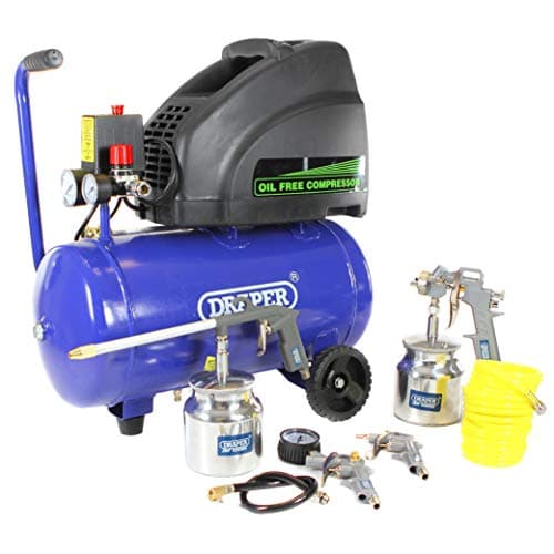 Image of Draper DA25/4314AK Oilfree 24L Comp.+ 5PC Air Kit, Blue