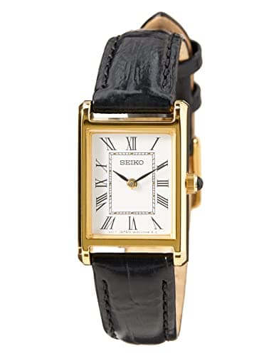 Image of Seiko SWR054P1 Women's Quartz Watch Stainless Steel with Leather Strap, Gold, Strap.