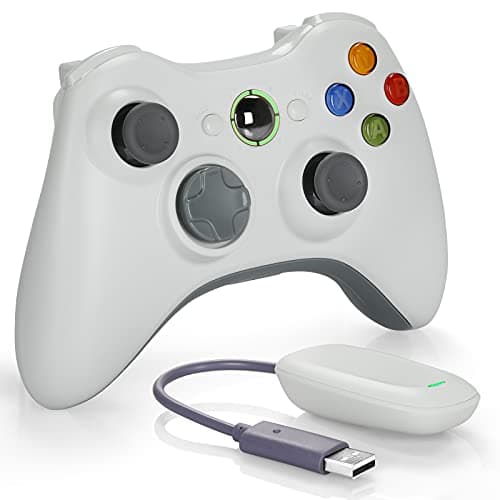 Image of Wireless Controller for Xbox 360, 2.4GHZ Game Joystick Controller Gamepad for Xbox 360 Slim Console, PC Windows 7/8/10, White (Included Receiver)