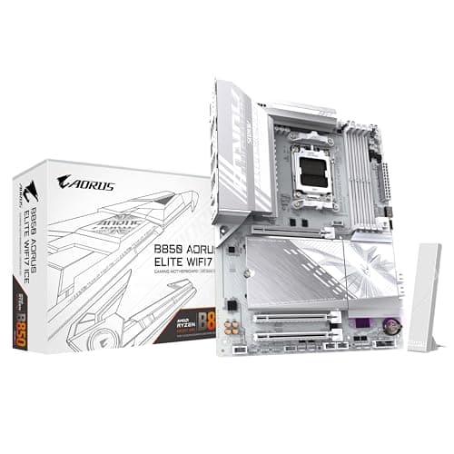 Image of GIGABYTE B850 AORUS ELITE WIFI7 ICE Motherboard - AMD Ryzen 9000 Series CPUs, 14+2+2 Phases Digital VRM, up to 8200MHz DDR5 (OC), 1xPCIe 5.0 + 2xPCIe 4.0 M.2, 2.5 LAN, WIFI 7, USB 3.2 Gen 2x2