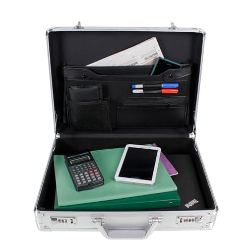Image of AR BRAND EST. 2021 Aluminium Briefcase Business Office Travel Work Laptop Attaché Bag (Silver)