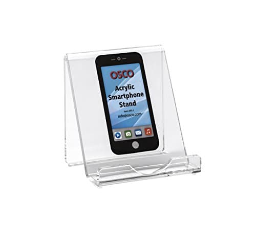 Image of Osco Clear Acrylic Smartphone Dock Stand, Elegant Desk & Bedside Holder with Glass-Look Finish, Universal Mobile Compatibility, Non-Slip Feet, Compact 9×8.5×7.2 cm