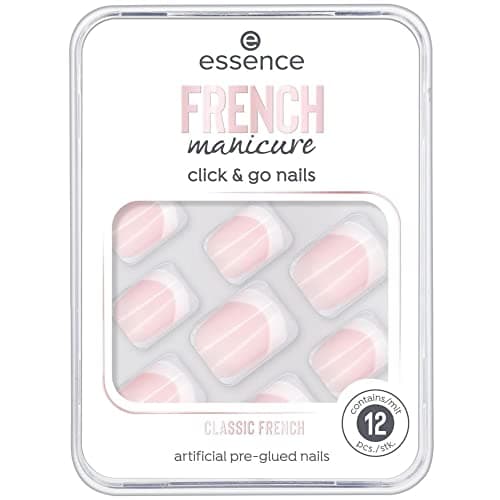Image of Essence French Manicure Click & Go Nails 01 - 12pcs/Set, Glossy, Plastic, Solid, Full Cover, Classic French