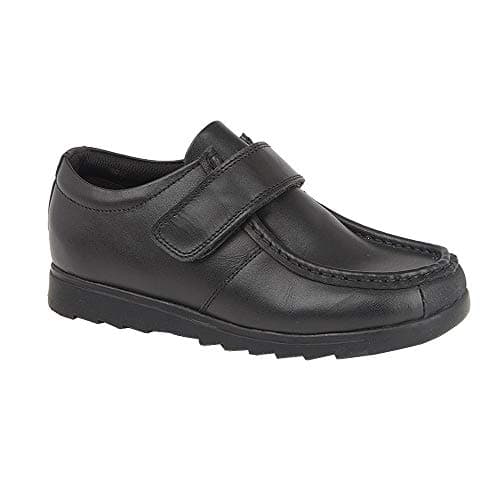 Image of Roamers Generals Boys Leather Touch Fasten Shoes Black