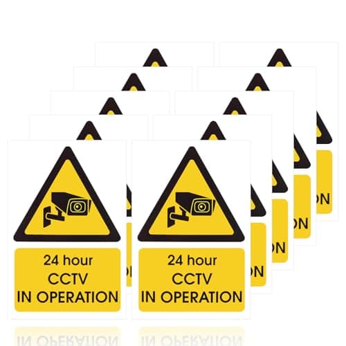 Image of 10 Pcs CCTV Sign, Self-Adhesive CCTV in Operation Sign, Weatherproof Vinyl CCTV Stickers for Indoor/Outdoor Use (14cm x 9cm)