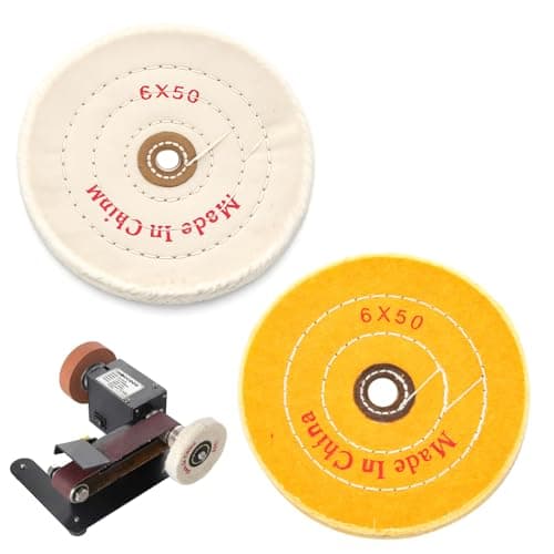 Image of 2PCS Polishing Wheel, Cotton Buffing Wheel for Bench Grinder, 6 Inch with 1/2" Arbor Hole, White and Yellow Cotton Wheels for Polishes Jewelry, Glass, Tools and More
