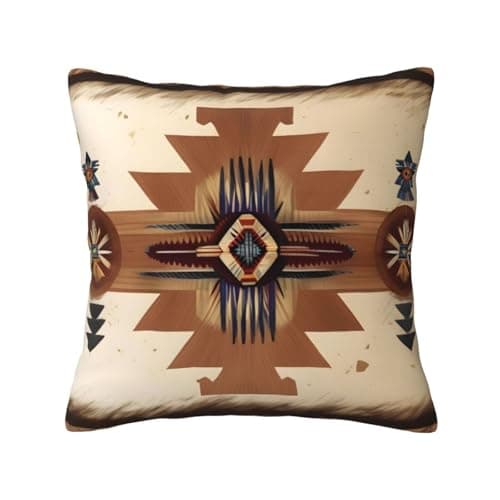 Image of WHJYYXDE Four Seasons Universal Pillowcase 12"x12" Sofa Fabric Pillow Cover Square Waist Pillow Cover, Square Cushion Cover Native American Patterns Printed