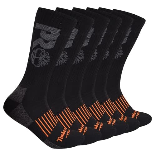 Image of Timberland PRO Men's 6-Pack Crew Socks Team, Black-Pack of 6, XL