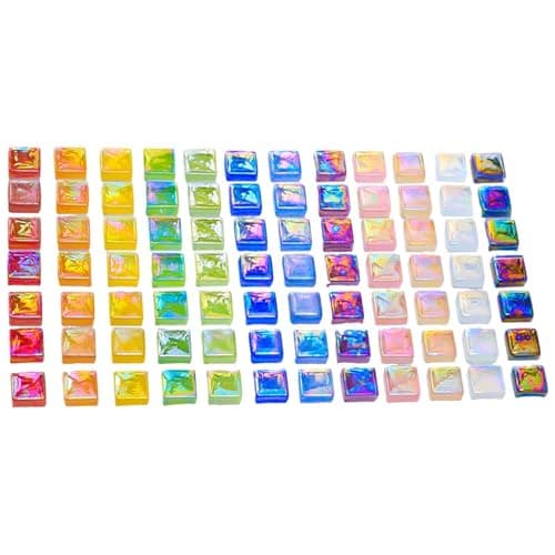 Image of Glass Mosaic Tiles 1100 Pieces | Acrylic Glass 1 x 1 cm Iridescent DIY Crafts Mosaic Jewelry Resin Light Decoration