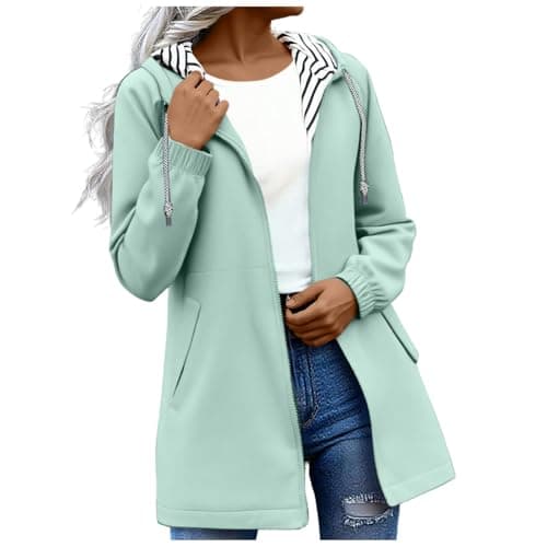 Image of OVARA Lightweight Waterproof Jacket Womens, Casual Outdoor Raincoats with Hood, Breathable Zip Up Softshell Jackets with Pockets,Windbreaker Jacket Women