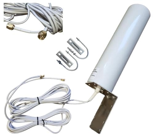 Image of LTE 4G 5G MIMO 2X SMA Antenna Outdoor Antenna White Amplifier with 2 x 3 m Extension Cable with Wall Dimension Holder Fits Fritzbox 6850 5G Nighthawk M5