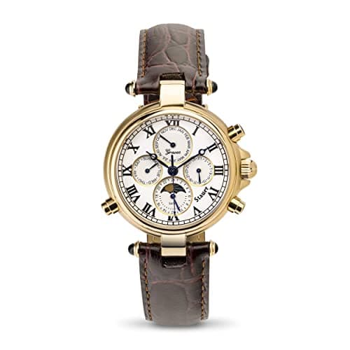 Image of Stauer Graves 33 Automatic Wrist Watch for Men Genuine Brown Leather Band – Gold Finished Automatic Watch