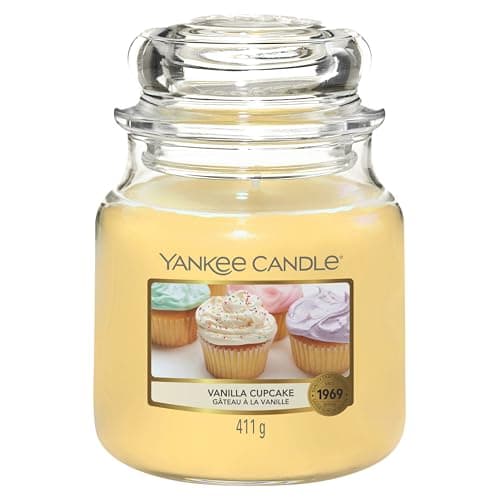 Image of Yankee Candle Scented Candle | Vanilla Cupcake Medium Jar Candle| Long Burning Candles: up to 75 Hours | Gifts for Women
