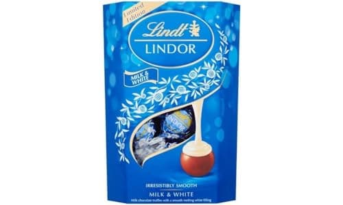 Image of Lindt Lindor Milk and White Chocolate Truffles Box - Approx 16 balls, 200 g