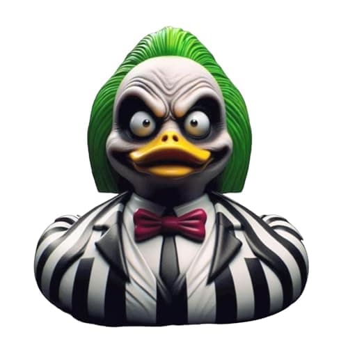Image of Classic Horror Movie Collectible Duck Figurine, 3.55'' Character Resin Statue, Weird Halloween Decoration, Beetlejuice's Annabelle's Frankenstein Duck Figure Ornament