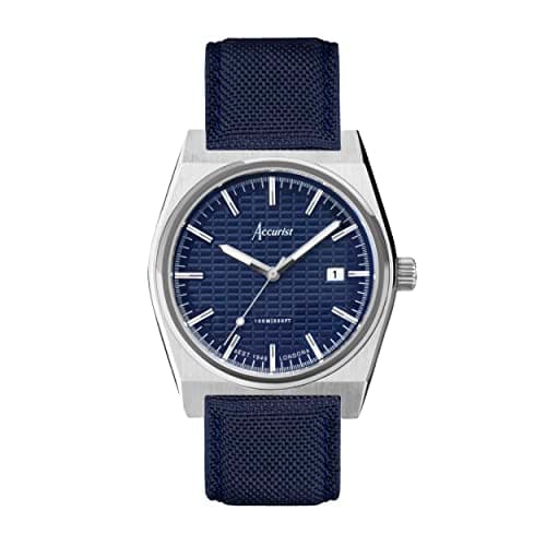 Image of Accurist Mens Origin 41mm Quartz Watch in Blue with Analogue Display, and Blue Canvas Strap 70007