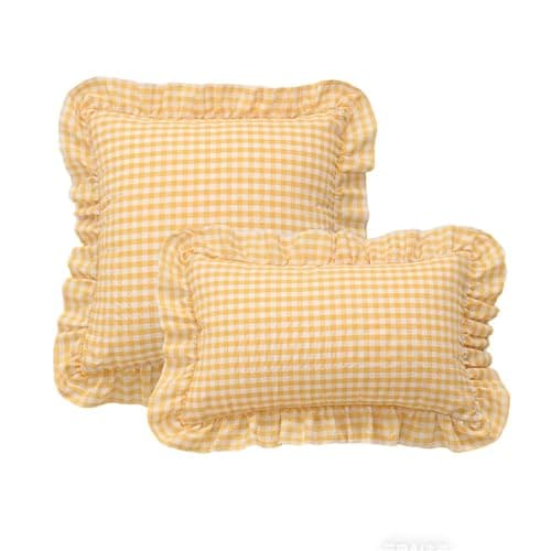 Image of Ruffled Pillowcase 1PC Plaid Print Cushion Cover Ruffle Pillowcase Soft Home Decor for Sofa Bedroom Living Room(Color 1,30x50cm)