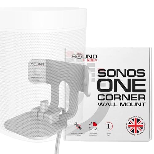Image of Sound Bass ONE Corner Wall Mount Bracket - Low Profile, White, Single (1pc), Complete with All Mounting Hardware Compatible with ONE, ONE Gen 2, ONE SL & Play:1 Speaker