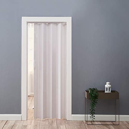 Image of PVC Folding Door, Internal Plastic Folding Concertina Door with Gloss Acrylic Widths 820 * 2030 * 6mm, with Panels Magnetic Locks (White)
