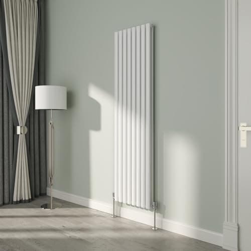 Image of NRG White Oval Radiator Vertical 1800x472mm Double Panel Central Heating Radiators Perfect for Bathrooms Kitchen Living Room