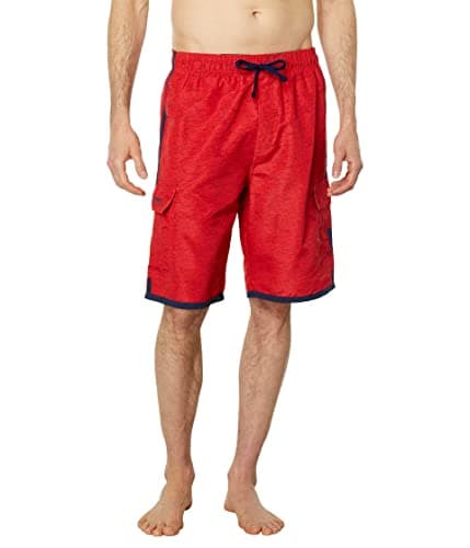 Image of U.S. Polo Assn. Basic Cargo Swim Shorts Red Heather SM