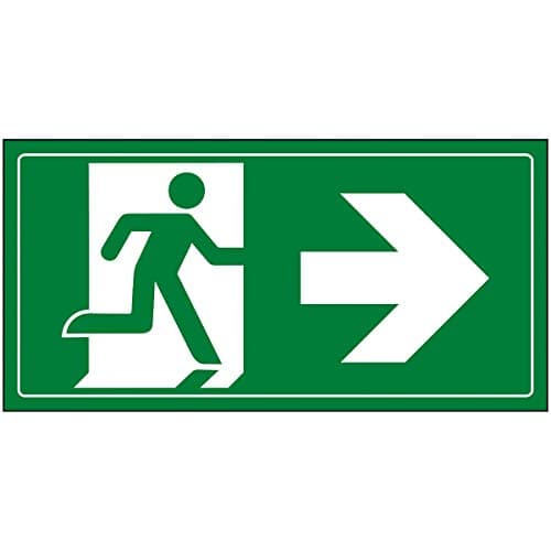 Image of V Safety Fire Exit Man Running Right Sign - 300x150mm - Green 1mm Rigid Plastic