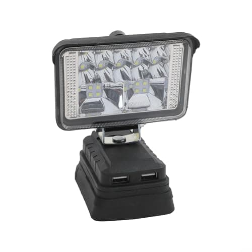 Image of Rackumic Cordless Work Light 18V LED Flashlight 5400Lm Aluminum Alloy Shell Rotatable Head for Job Site Vehicle Maintenance Black(4inch)