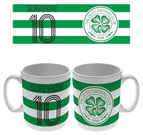 Image of Personalised 'Retro Shirt' Design 11oz Mug for Celtic FC Fans, Great for Celtic Football Supporters, Ceramic Tea Coffee Mug