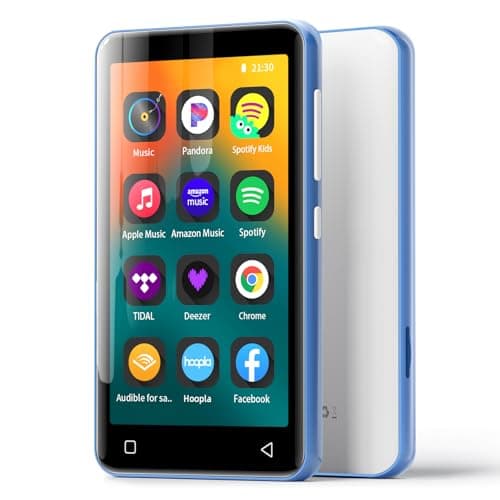 Image of 80GB MP3 Player with Bluetooth and WiFi, 4" Full Touch Screen MP4 MP3 Player with Spotify, Android Music Player with Pandora, Portable HiFi Sound Digital Audio Player with Speaker (Blue-White)