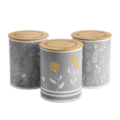 Image of SiXsigma Sports 3PC Kitchen Canister Sugar Food Coffee Storage - Tea and Coffee Containers Sets for Kitchen Counter Jars Tea Sugar Set (3) - Ideal Kitchen Gifts For Women (MT-FY-TCS)