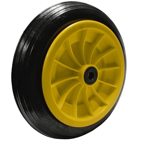 Image of 12" Solid Wheel Rubber Tyre Puncture Proof Wheelbarrow Sack Truck Cart Heavy Duty Yellow Wheel with 1 Inch (25mm) Axle Bore