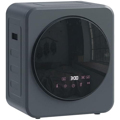 Image of HOMCOM 4 kg Vented Tumble Dryer, 800W Compact Freestanding Front Tumble Dryer with Stainless Steel Tub and Customisable Timer, Wall-Mounted Portable Small Clothes Drying Machine, Grey
