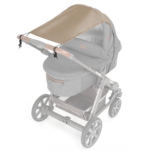 Image of Zamboo Universal Baby Sunshade for Pram, Pushchair, Buggy and Carrycot/Stroller Sun Sail with UV Protection 50+ and up and Down Slide Function - Beige
