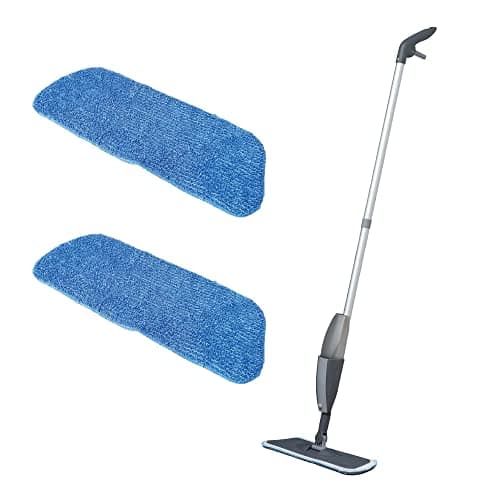 Image of Addis Essentials Microfibre Spray Flat Mop with 2x Spare Replacement refills heads, Grey and Light Blue, One Size