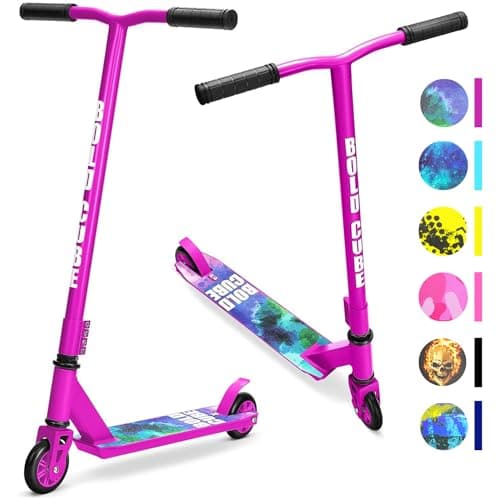 Image of BOLDCUBE Beginner Stunt Scooter for Kids Ages 8-12, 6-12 Years - Lightweight Aluminium Deck, 360° Spin, 100mm ABEC 7 Wheels - Micro Crystallised Grip, Quad Bolt Clamp - 2.9kg Freestyle Kids Scooter