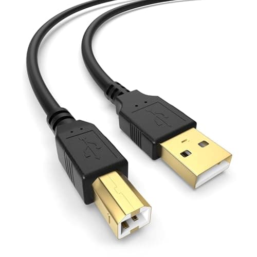 Image of Sinoacc USB A to USB B 2.0 Printer Cable High Speed USB B Cable Cord Compatible with HP Canon Dell Epson Brother Lexmark Xerox Piano DAC and More, Gold-Plated Connectors, Black, 1.5M