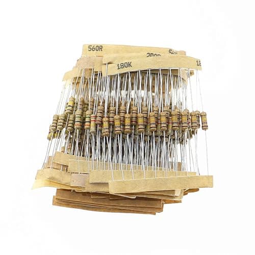Image of DollaTek 300PCS 1/2W Watt 1% Carbon Film Resistors Assorted Kit Set 30 Values (1 ohm~ 3M ohm)