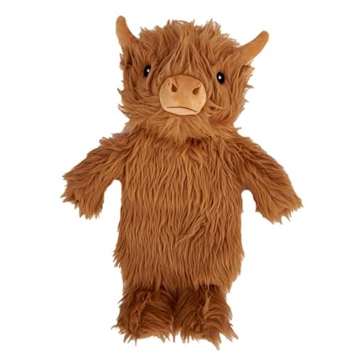 Image of K Collection 3D Novelty Hot Water Bottle with Removable Cover - Highland Cow Design - Soft Plush Cover - Premium Natural Rubber