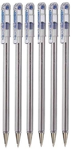 Image of Pentel Blue Superb Ballpoint Pen Ball Point Pens 0.7mm Nib Tip 0.25mm Line Width Fine Line Refillable Ink BK77 (Pack Of 6)